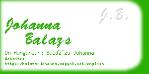 johanna balazs business card